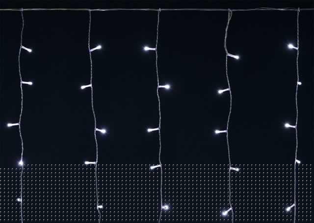 Гирлянда "Бахрома" 4.5х0.7м 200LED бел. IP44 провод прозр. 230В транзит IEK LGDU301-2-200-L3-T-S-44