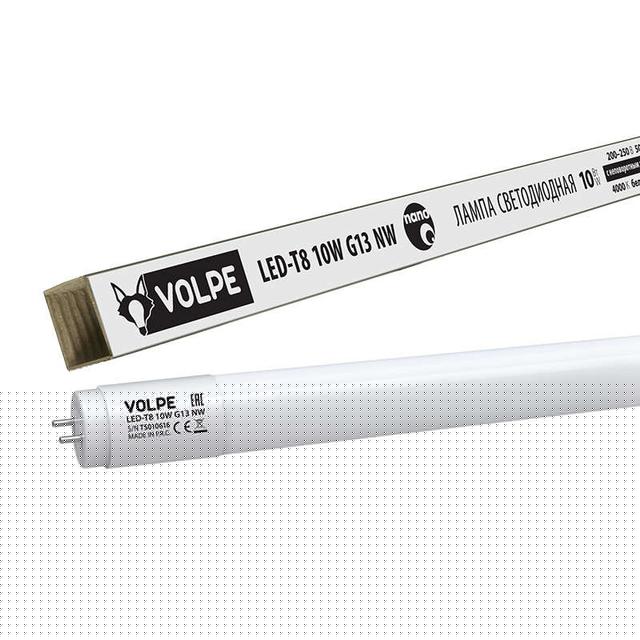 Лампа светодиодная LED-T8-10W/NW/G13/FR/FIX/N 10Вт матовая 4000К нейтр. бел. G13 неповорот. Volpe UL-00001454